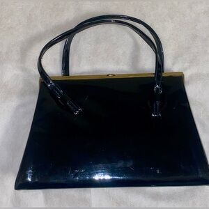 Elegant Black Handbag. Lacquered. Vintage